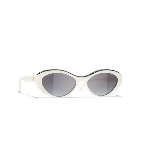 Chanel Vrouwelijk Sunglass CH5416 Oval Sunglasses CH5416 - Framekleur: Wit, Lenskleur: Grijs