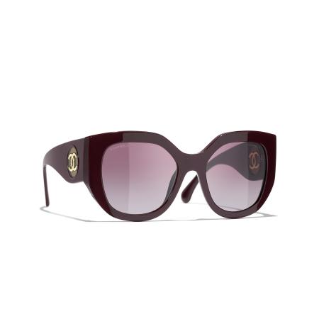 Chanel Vrouwelijk Sunglass Butterfly Sunglasses CH5550 - Framekleur: Rood Vendome, Lenskleur: Paars