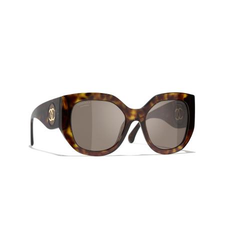 Chanel Vrouwelijk Sunglass Butterfly Sunglasses CH5550 - Framekleur: Donker Havana, Lenskleur: Bruin