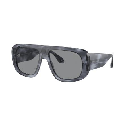 Giorgio Armani Mannelijk Sunglass AR8183 - Framekleur: Blauw gestreept, Lenskleur: Wit