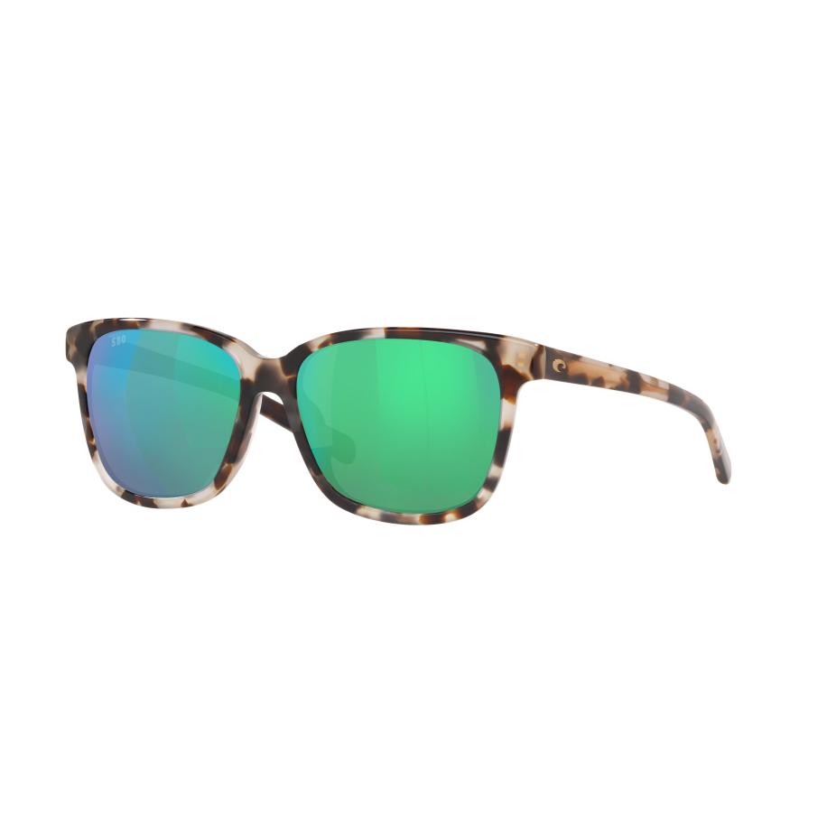 Costa Vrouwelijk Sunglass 6S2009 May - Framekleur: Glanzend tijger Cowrie, Lenskleur: Groen gespiegeld Groen