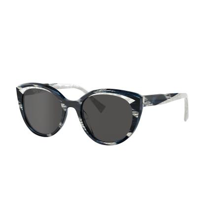 Alain Mikli Vrouwelijk Sunglass A05066 ELINETTA SUN - Framekleur: Metallic blauw hoorn/wit Mikli, Lenskleur: Grijs