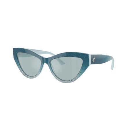 Jimmy Choo Vrouwelijk Sunglass JC5004 - Framekleur: Azuur gradiënt glitter, Lenskleur: Licht azuurblauw zilver gespiegeld