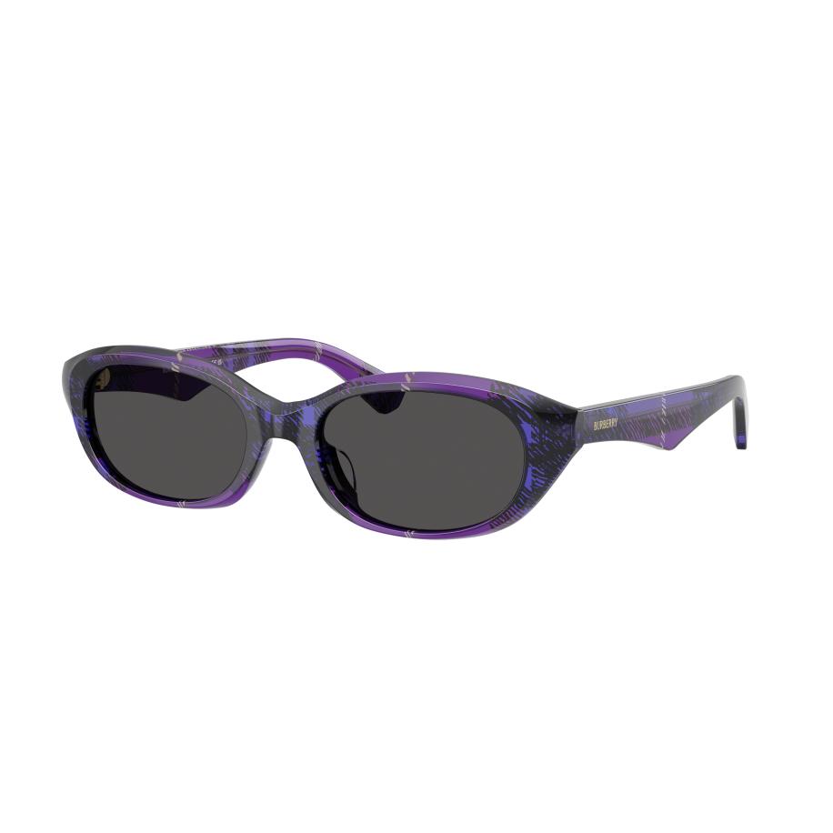 Burberry Vrouwelijk Sunglass BE4447D - Framekleur: Geruit violet, Lenskleur: Donkergrijs Grijs