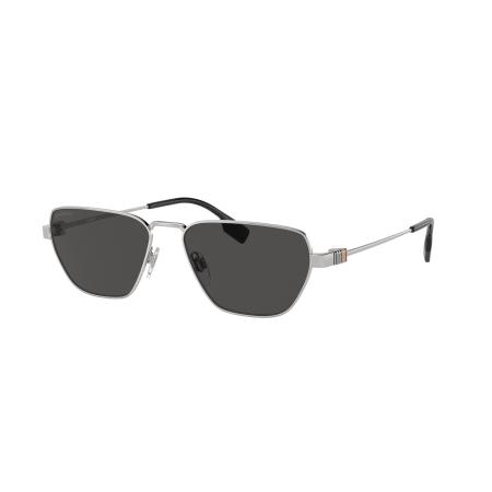 Burberry Mannelijk Sunglass BE3146 - Framekleur: Zilver, Lenskleur: Donkergrijs