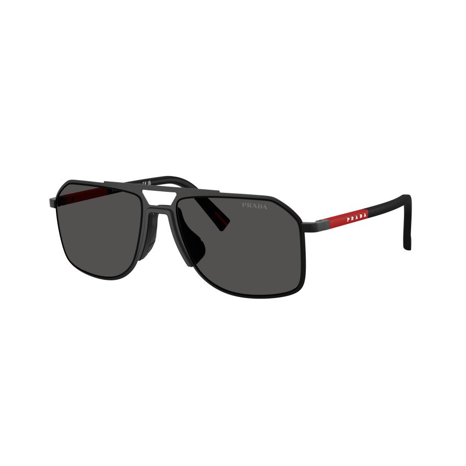 Prada Linea Rossa Mannelijk Sunglass PS B51S - Framekleur: Matzwart, Lenskleur: Donkergrijs Grijs