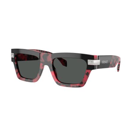 Versace Mannelijk Sunglass VE4464 - Framekleur: Bovenkant zwart/rood Havana, Lenskleur: Donkergrijs
