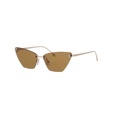Fendi Vrouwelijk Sunglass Fendi First Crystal FE4160US - Framekleur: Goud roze, Lenskleur: Bruin
