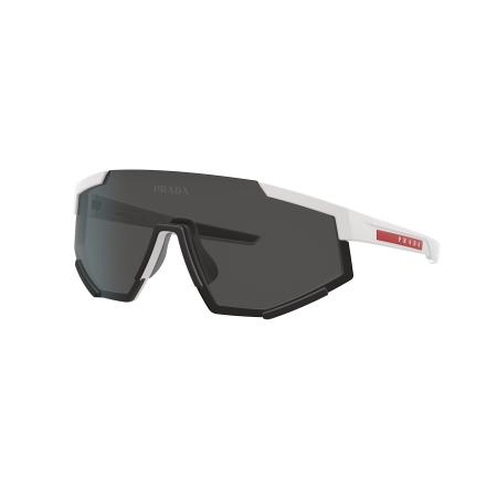 Prada Linea Rossa Mannelijk Sunglass PS 04WS - Framekleur: Wit rubber, Lenskleur: Donkergrijs