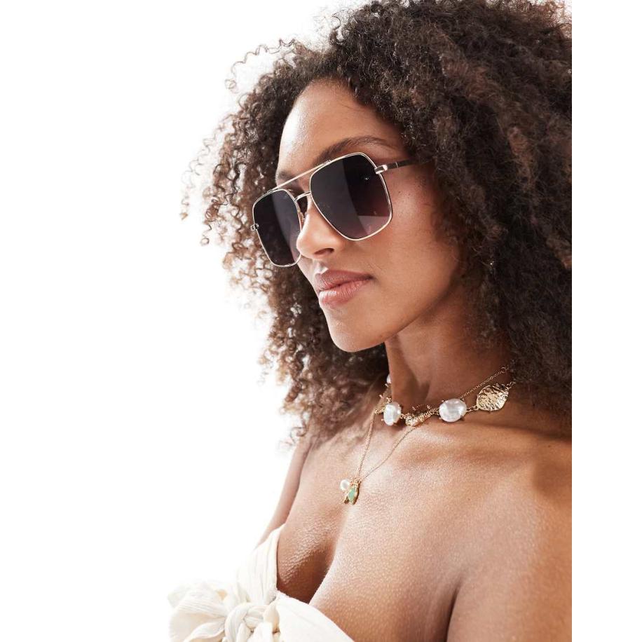 Stradivarius Vierkante zonnebril in bruin Bruin