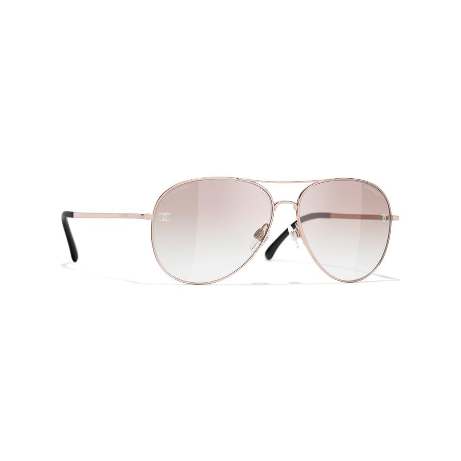 Chanel Vrouwelijk Sunglass Pilot Sunglasses CH4189TQ - Framekleur: Roségoud, Lenskleur: Beige Bruin