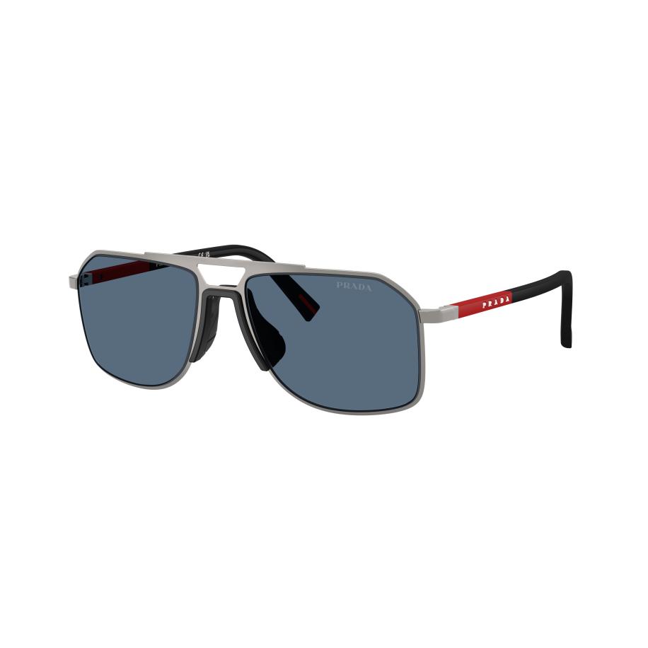Prada Linea Rossa Mannelijk Sunglass PS B51S - Framekleur: Staalgrijs, Lenskleur: Donkerblauw Blauw