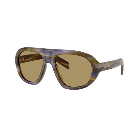 Prada Vrouwelijk Sunglass PR C05S - Framekleur: Gestreept lagune, Lenskleur: Olijfgroen