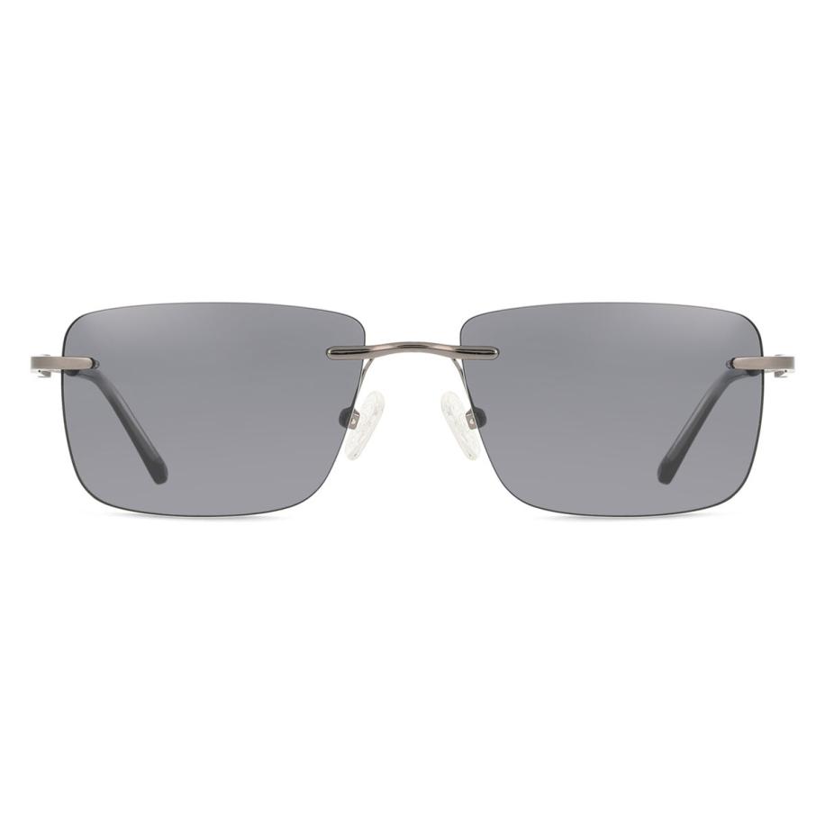 Heren Rechthoek Randloos Metaal Gunmetal Zonnebril - SmartBuy Collection