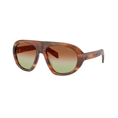 Prada Vrouwelijk Sunglass PR C05S - Framekleur: Gestreept eiken, Lenskleur: Groen/Bruin