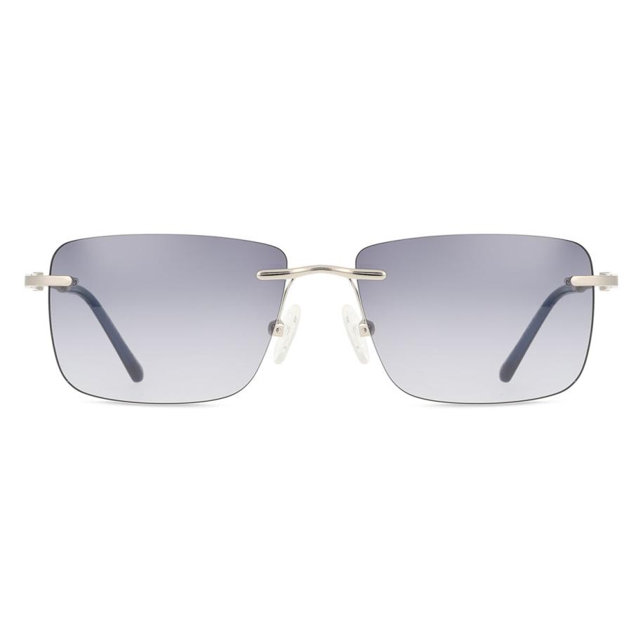 Heren Rechthoek Randloos Metaal Gunmetal Zonnebril - SmartBuy Collection