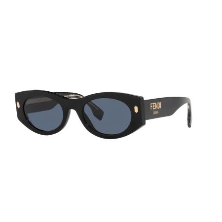 Fendi Vrouwelijk Sunglass Fendi Roma Fe40125I - Framekleur: Zwart glanzend, Lenskleur: Blauw