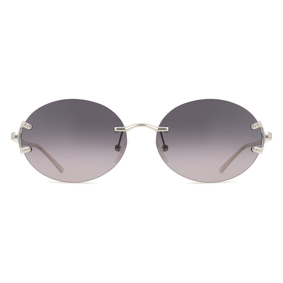 Heren Ovaal Randloos Metaal Gunmetal Zonnebril - SmartBuy Collection