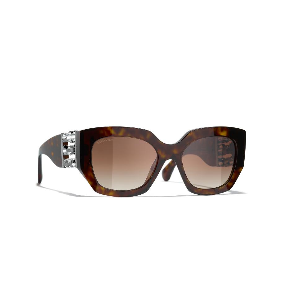 Chanel Vrouwelijk Sunglass Cat Eye Sunglasses CH5545 - Framekleur: Donker Havana, Lenskleur: Bruin Bruin