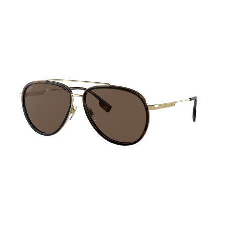 Burberry Mannelijk Sunglass BE3125 Oliver - Framekleur: Goud, Lenskleur: Donkerbruin