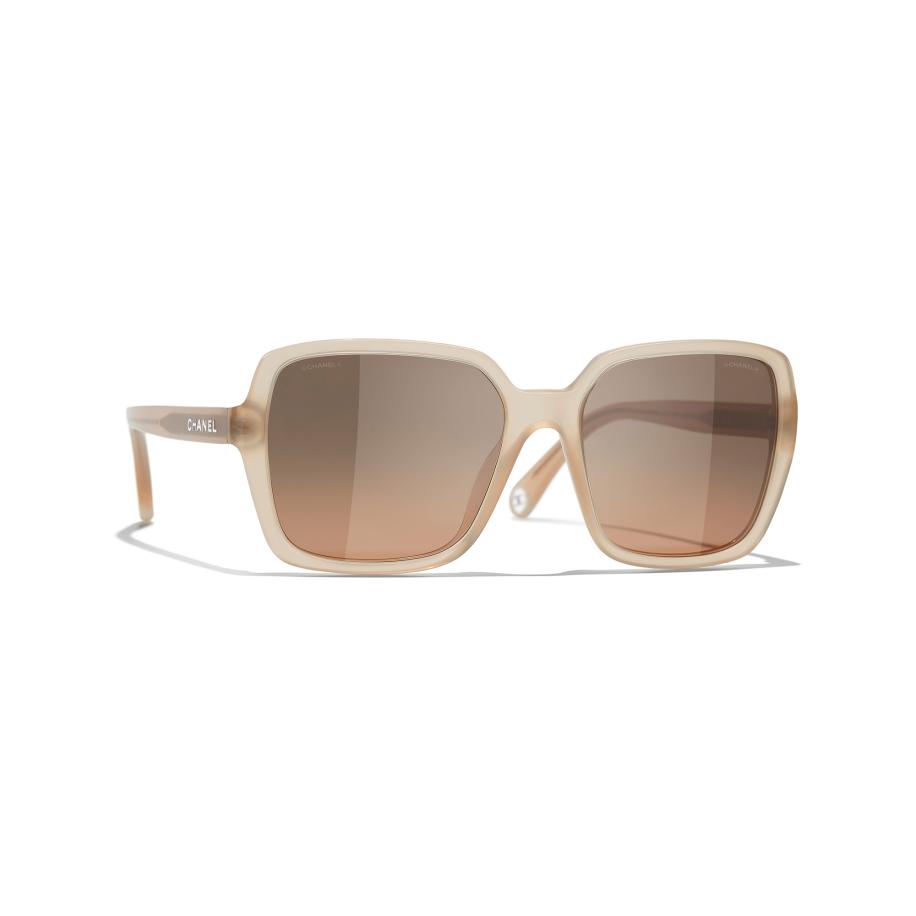 Chanel Vrouwelijk Sunglass Square Sunglasses CH5505 - Framekleur: Donkerbeige, Lenskleur: Lichtbruin Bruin