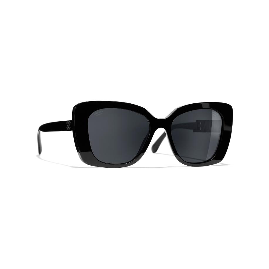 Chanel Vrouwelijk Sunglass Square Sunglasses CH5422B - Framekleur: Zwart, Lenskleur: Grijs Grijs
