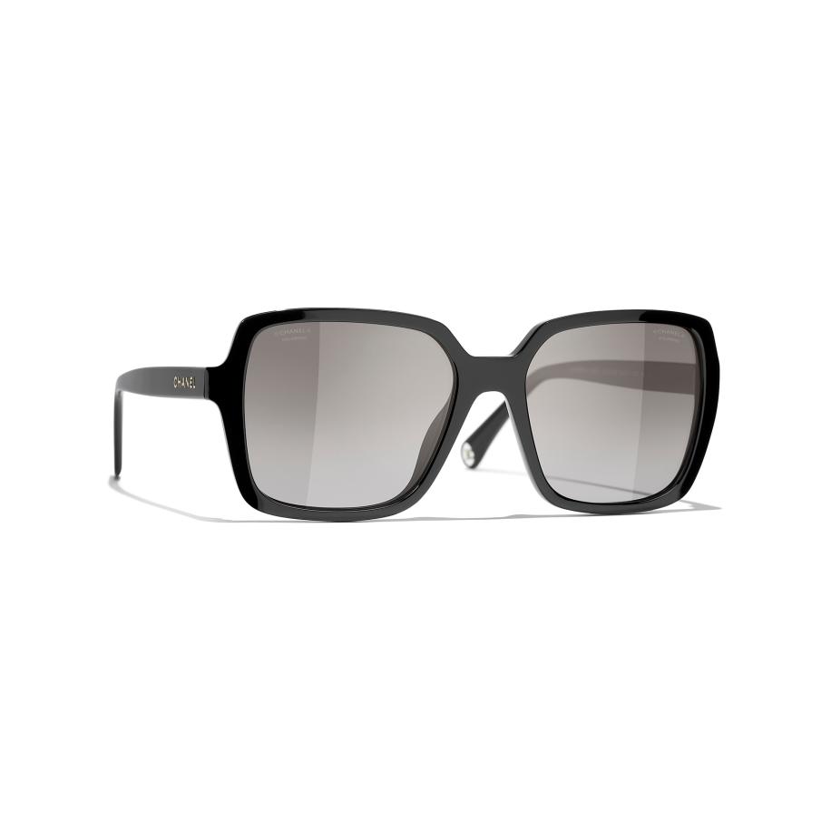Chanel Vrouwelijk Sunglass Square Sunglasses CH5505 - Framekleur: Zwart, Lenskleur: Grijs Grijs