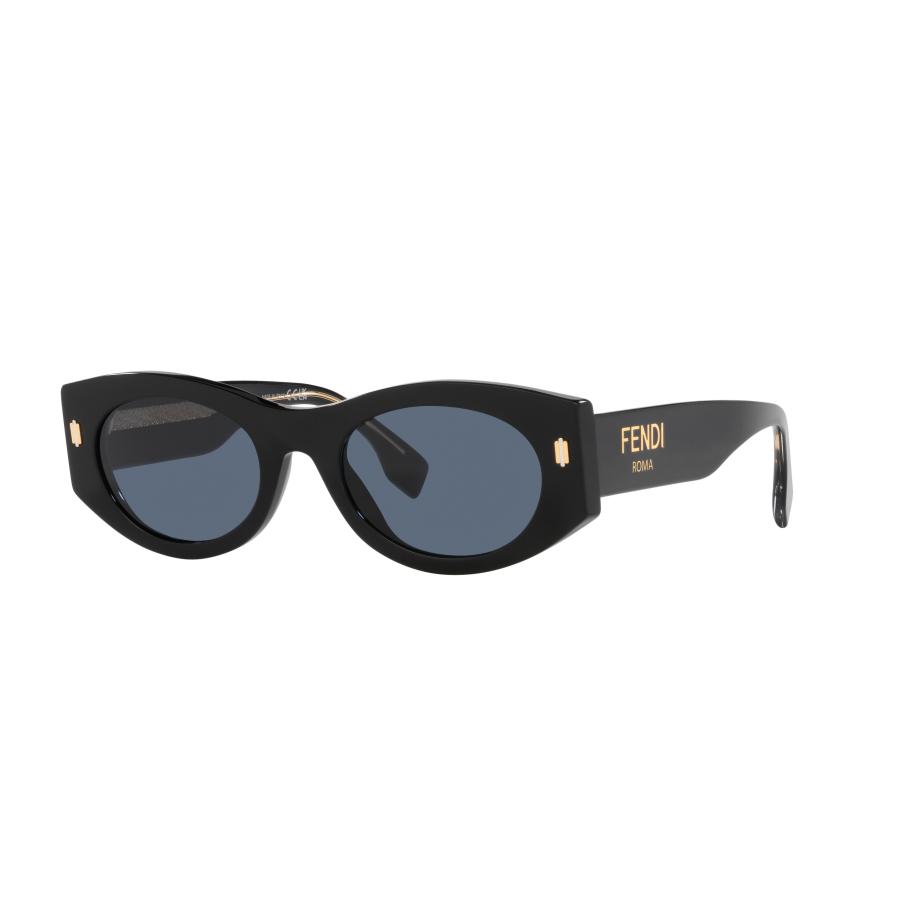 Fendi Vrouwelijk Sunglass Fendi Roma Fe40125I - Framekleur: Zwart glanzend, Lenskleur: Blauw Blauw