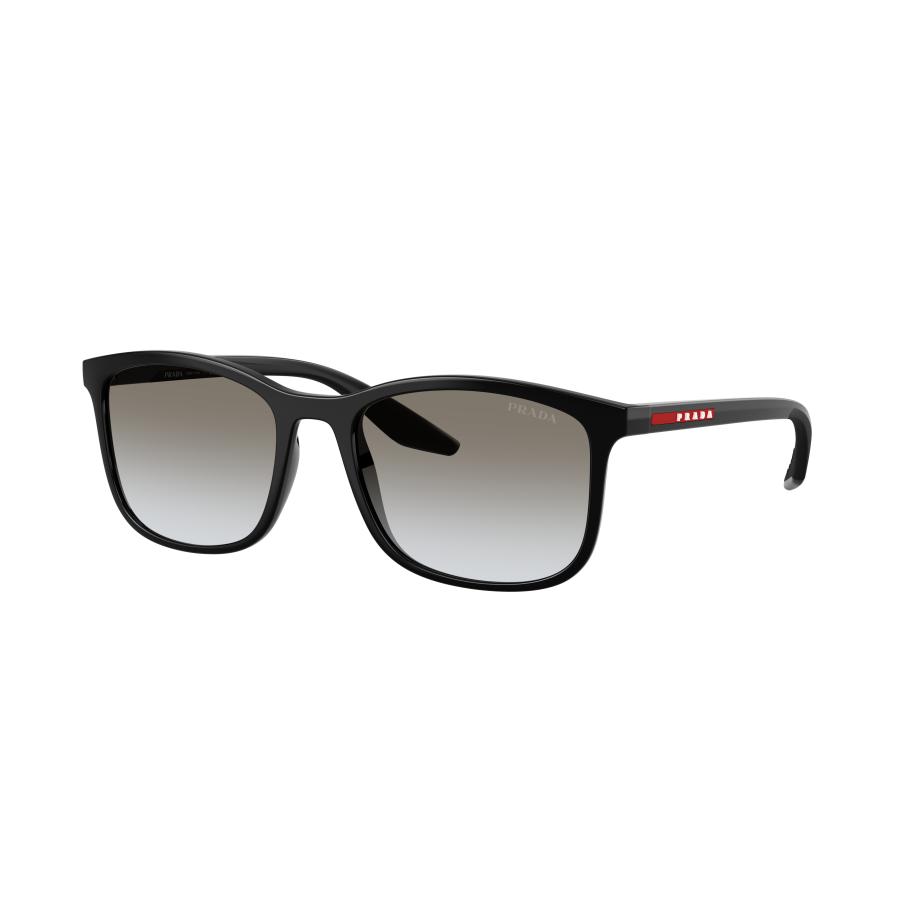 Prada Linea Rossa Mannelijk Sunglass PS A08S - Framekleur: Zwart, Lenskleur: Grijs Gradiënt Grijs