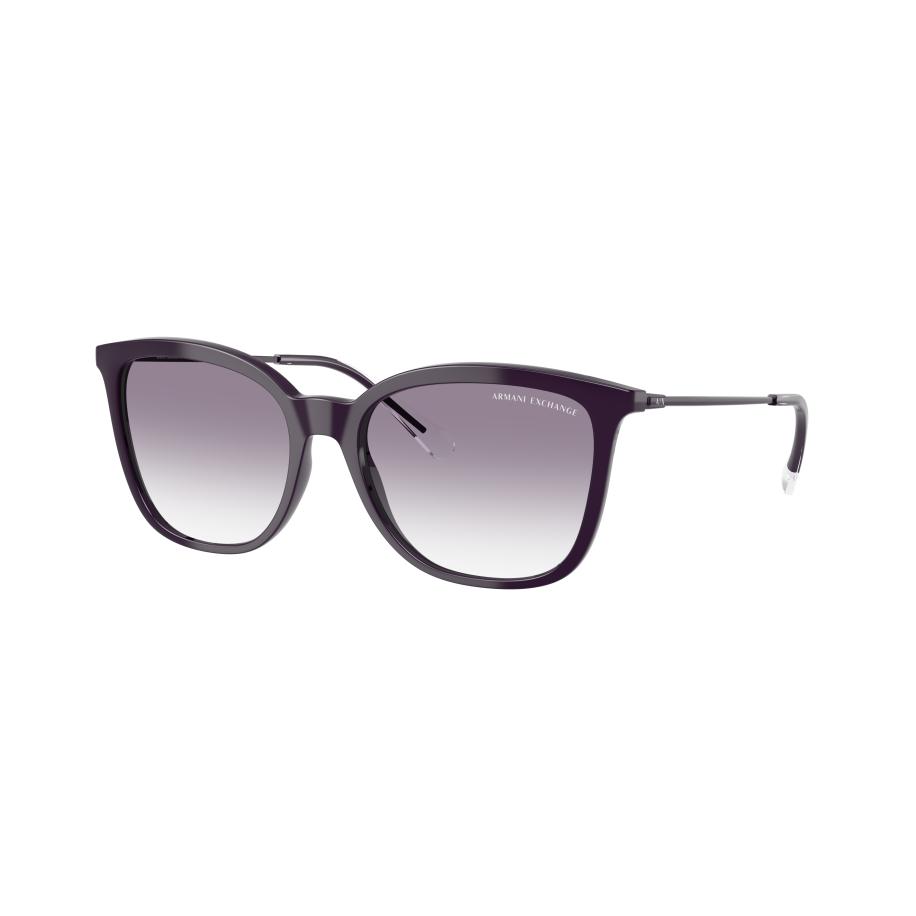 Armani Exchange Vrouwelijk Sunglass AX4151S - Framekleur: Glanzend donkerpaars, Lenskleur: Helder gradiënt blauw Blauw
