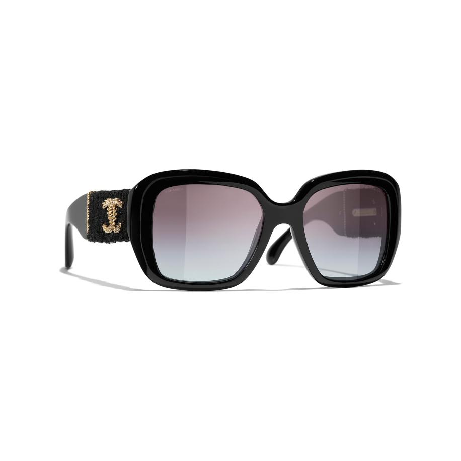 Chanel Vrouwelijk Sunglass Square Sunglasses CH5512 - Framekleur: Zwart, Lenskleur: Grijs Grijs