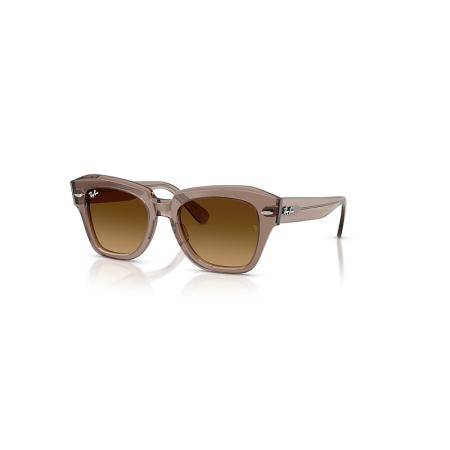 Ray-Ban State Street zonnebril Transparant Lichtbruin montuur Bruin glazen 49-20