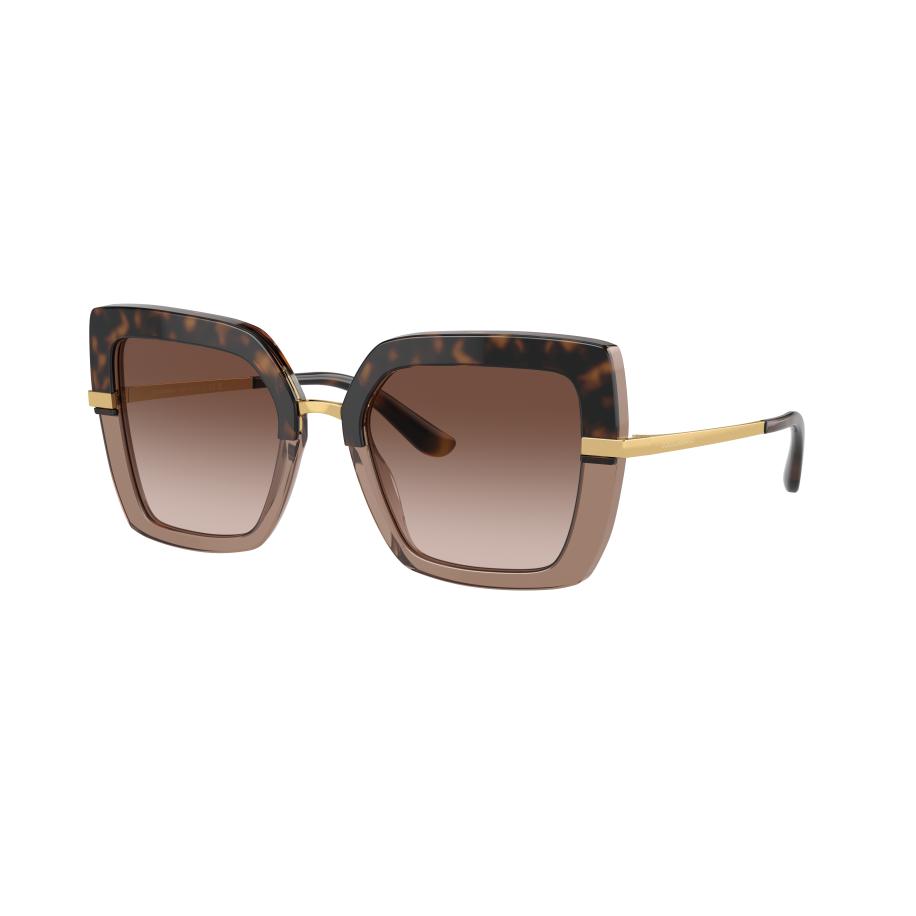 Dolce&Gabbana Vrouwelijk Sunglass DG4373 - Framekleur: Havana op transparant bruin, Lenskleur: Bruin gradiënt donkerbruin Bruin