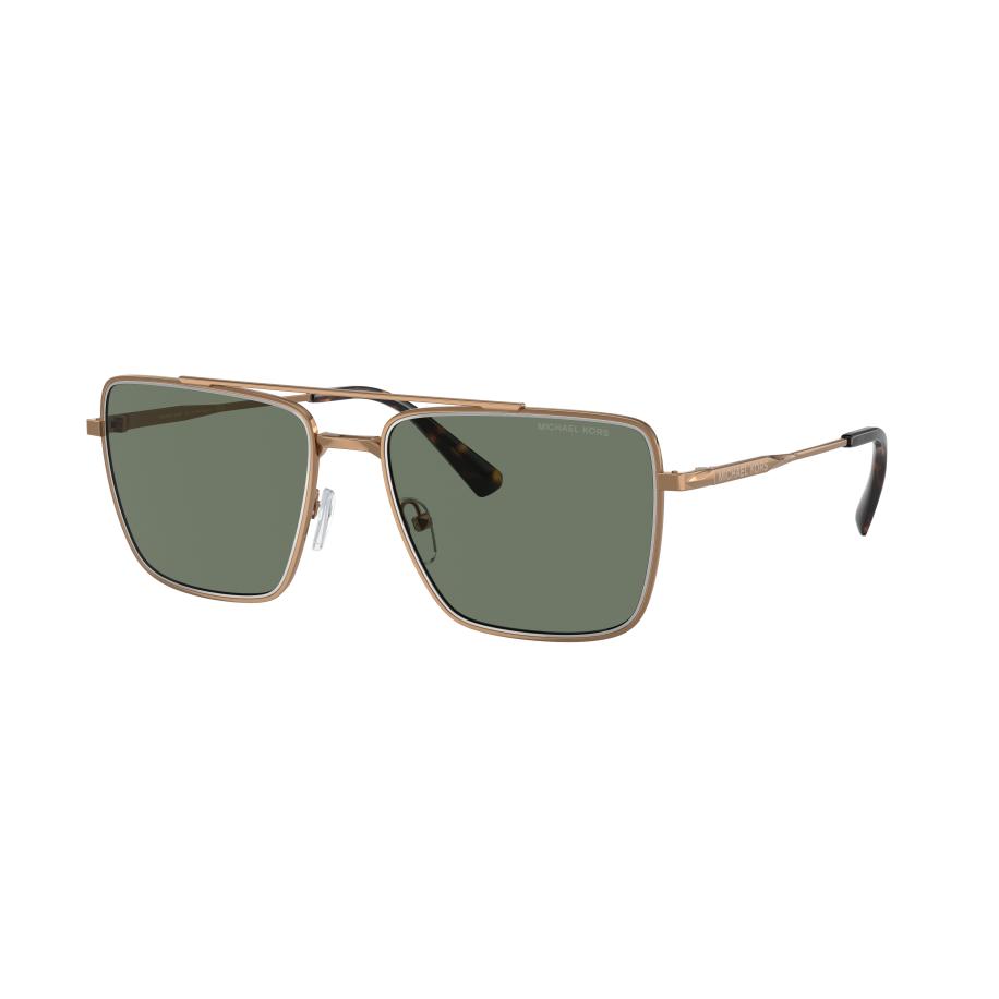 Michael Kors Mannelijk Sunglass MK1154 Blue Ridge - Framekleur: Glanzend goud, Lenskleur: Groen effen Groen