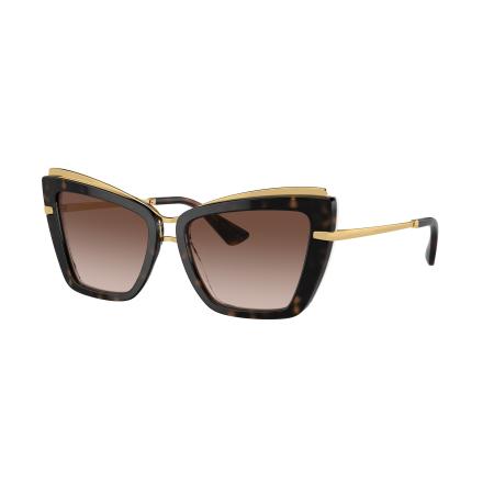 Dolce&Gabbana Vrouwelijk Sunglass DG4472 - Framekleur: Havana op wit barrow, Lenskleur: Gradiënt bruin