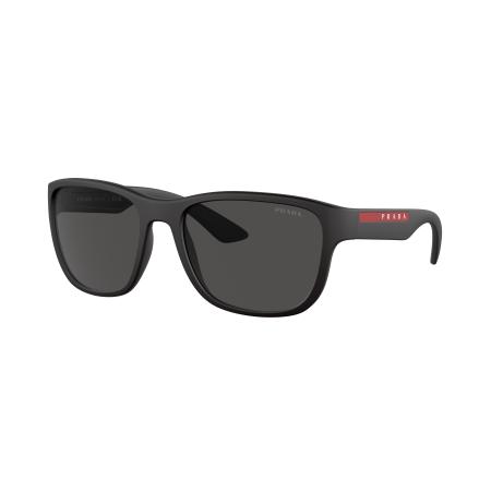 Prada Linea Rossa Mannelijk Sunglass PS 01US Active - Framekleur: Zwart rubber, Lenskleur: Grijs