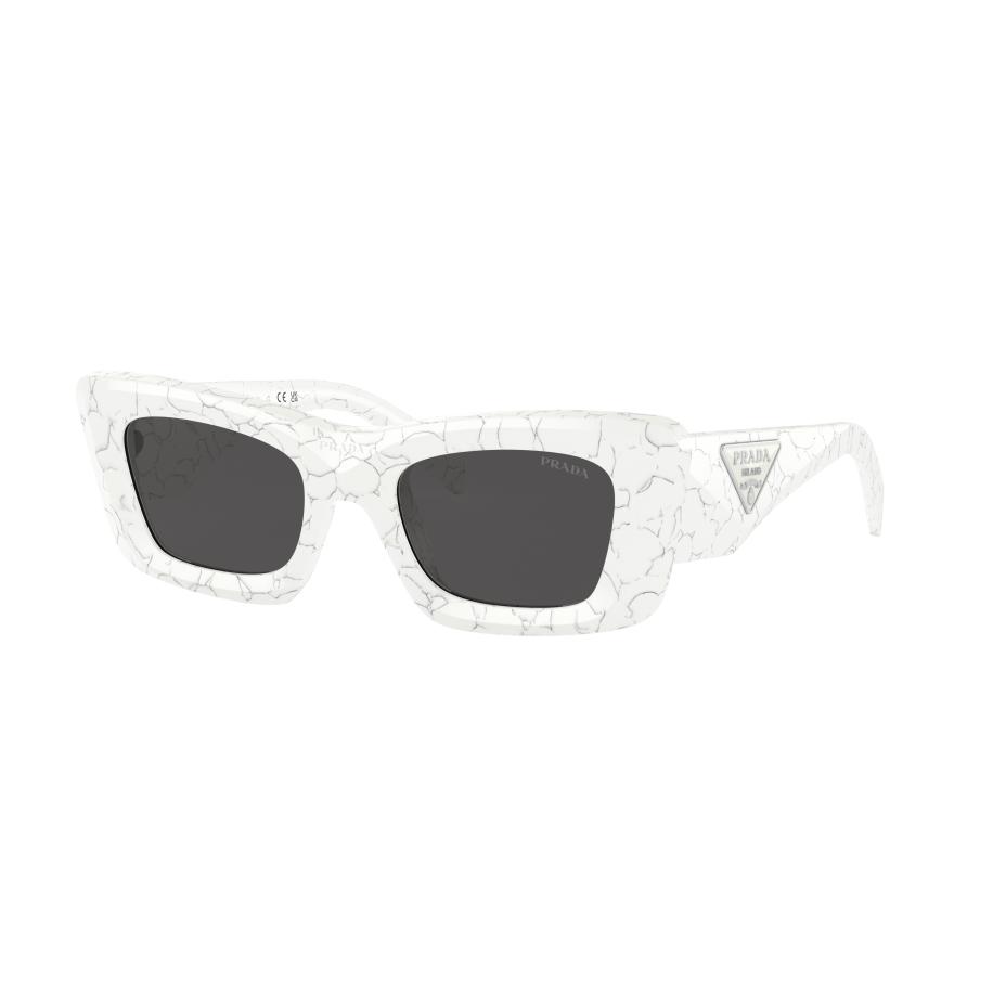 Prada Vrouwelijk Sunglass PR 13ZS - Framekleur: Matte White Marble, Lenskleur: Donkergrijs Grijs