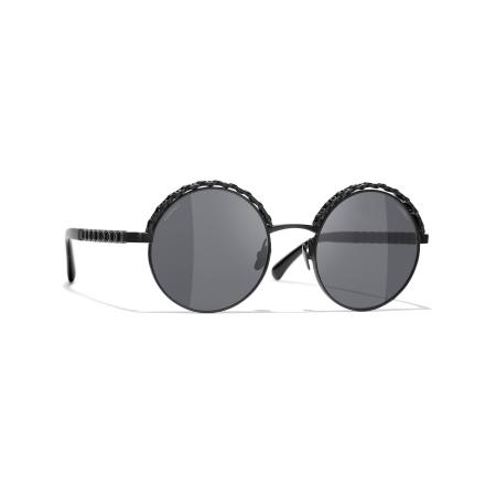 Chanel Vrouwelijk Sunglass Round Sunglasses CH4265Q - Framekleur: Zwart, Lenskleur: Grijs