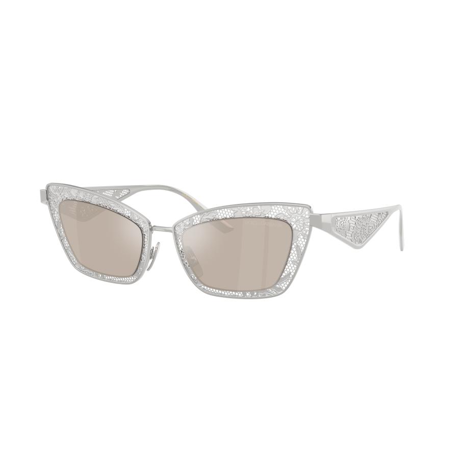 Dolce&Gabbana Vrouwelijk Sunglass DG2311 - Framekleur: Witgoud verguld, Lenskleur: Mirror Real White Gold Multicolor