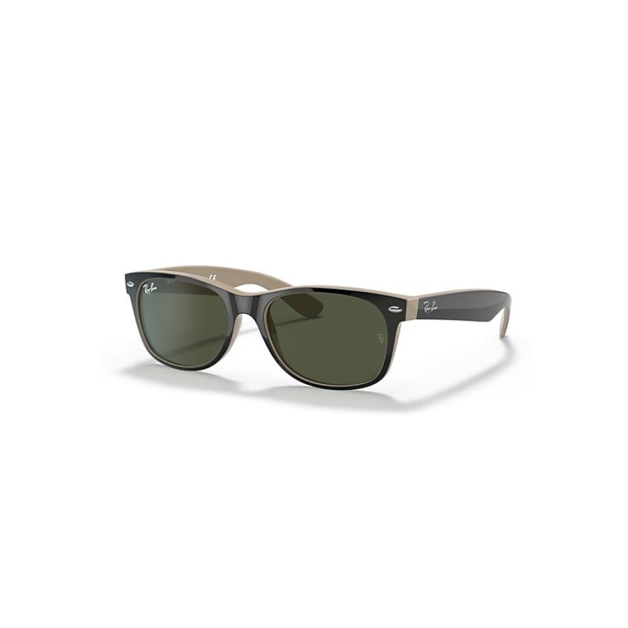 Ray-Ban Unisex Sunglass RB2132 New Wayfarer Color Mix - Framekleur: Zwart, Lenskleur: G-15 Groen Zwart
