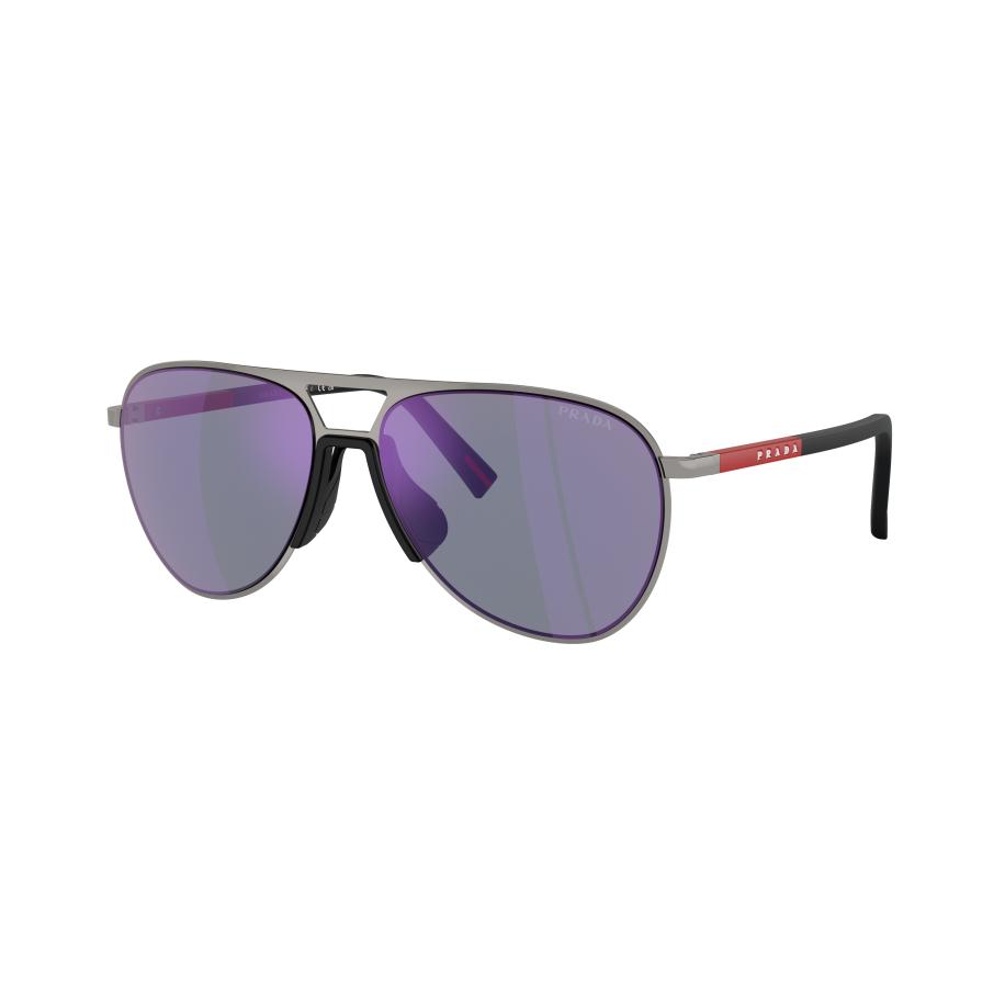 Prada Linea Rossa Mannelijk Sunglass PS 53ZS - Framekleur: Staalgrijs, Lenskleur: Donkerblauw spiegelend violet Multicolor