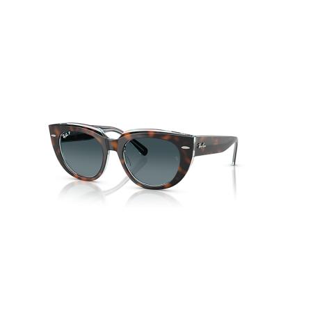 Ray-Ban Doreen zonnebril Donker Havana Op Transparant Multicolor montuur Blauw glazen Gepolariseerd 52-20
