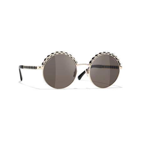 Chanel Vrouwelijk Sunglass Round Sunglasses CH4265Q - Framekleur: Goud, Lenskleur: Bruin