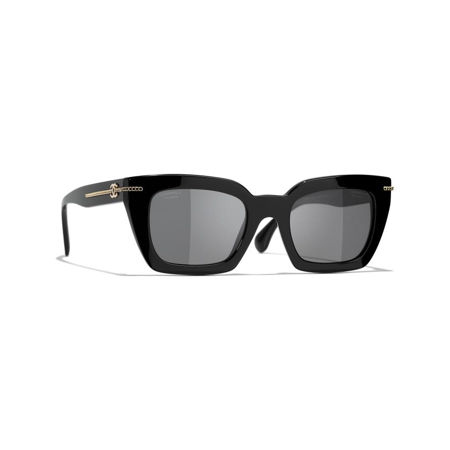 Chanel Vrouwelijk Sunglass Square Sunglasses CH5509 - Framekleur: Zwart, Lenskleur: Grijs Grijs