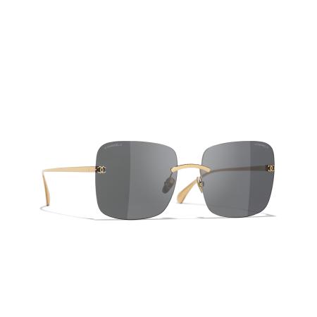Chanel Vrouwelijk Sunglass Square Sunglasses CH4287T - Framekleur: Goud, Lenskleur: Donkergrijs