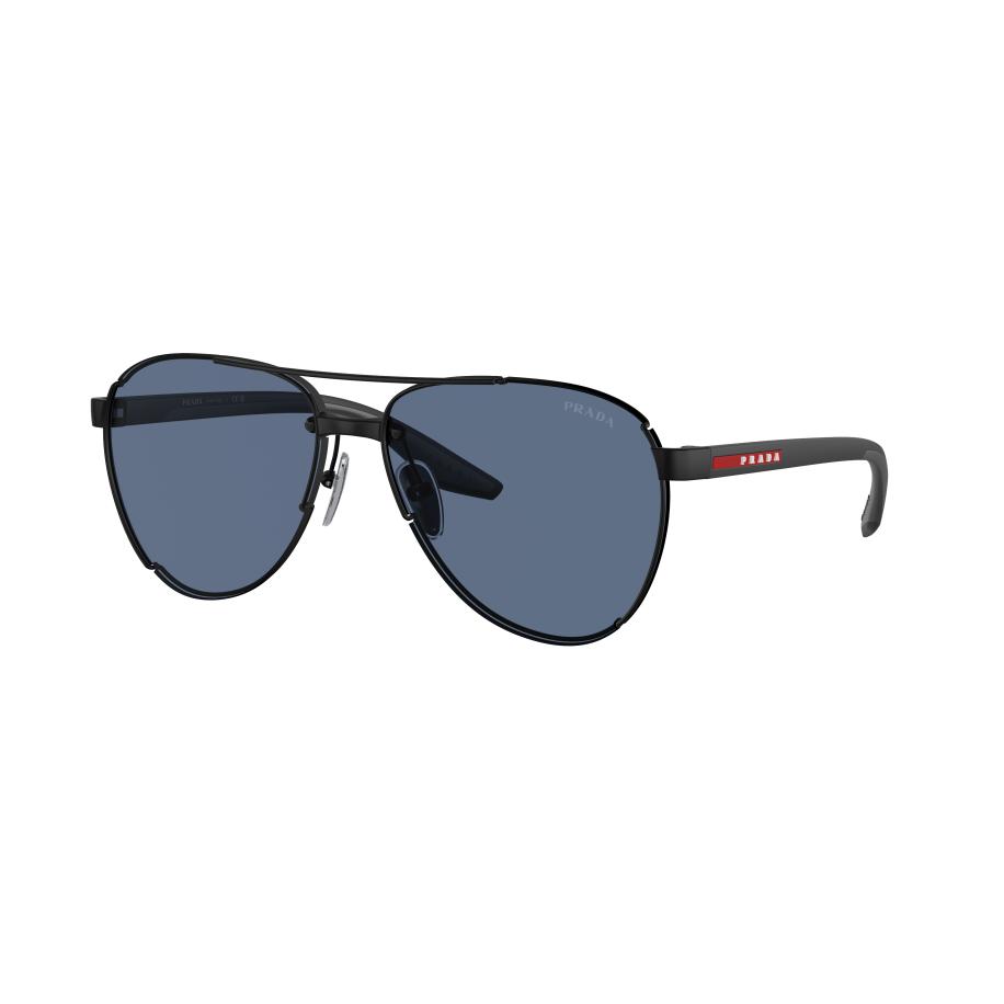Prada Linea Rossa Mannelijk Sunglass PS 51YS - Framekleur: Matzwart, Lenskleur: Donkerblauw Blauw