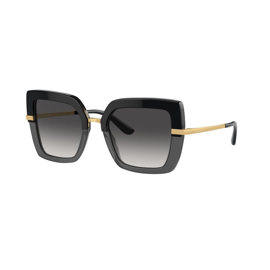 Dolce&Gabbana Vrouwelijk Sunglass DG4373 - Framekleur: Zwart op transparant zwart, Lenskleur: Lichtgrijs gradiënt zwart Multicolor