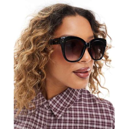 Pieces Ronde zonnebril in zwart met glazen met kleurverloop