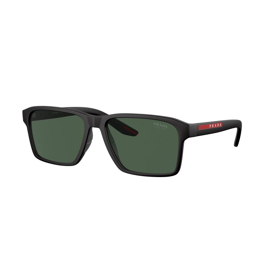 Prada Linea Rossa Mannelijk Sunglass PS 5YS - Framekleur: Zwart rubber, Lenskleur: Tuning donkergroen Groen