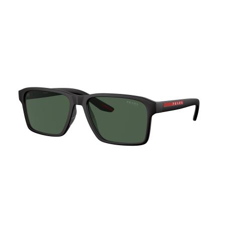 Prada Linea Rossa Mannelijk Sunglass PS 05YS - Framekleur: Zwart rubber, Lenskleur: Tuning donkergroen